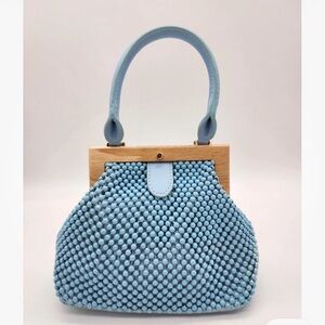 Olga berg Marlo Ball Mesh Handle Bag in Blue